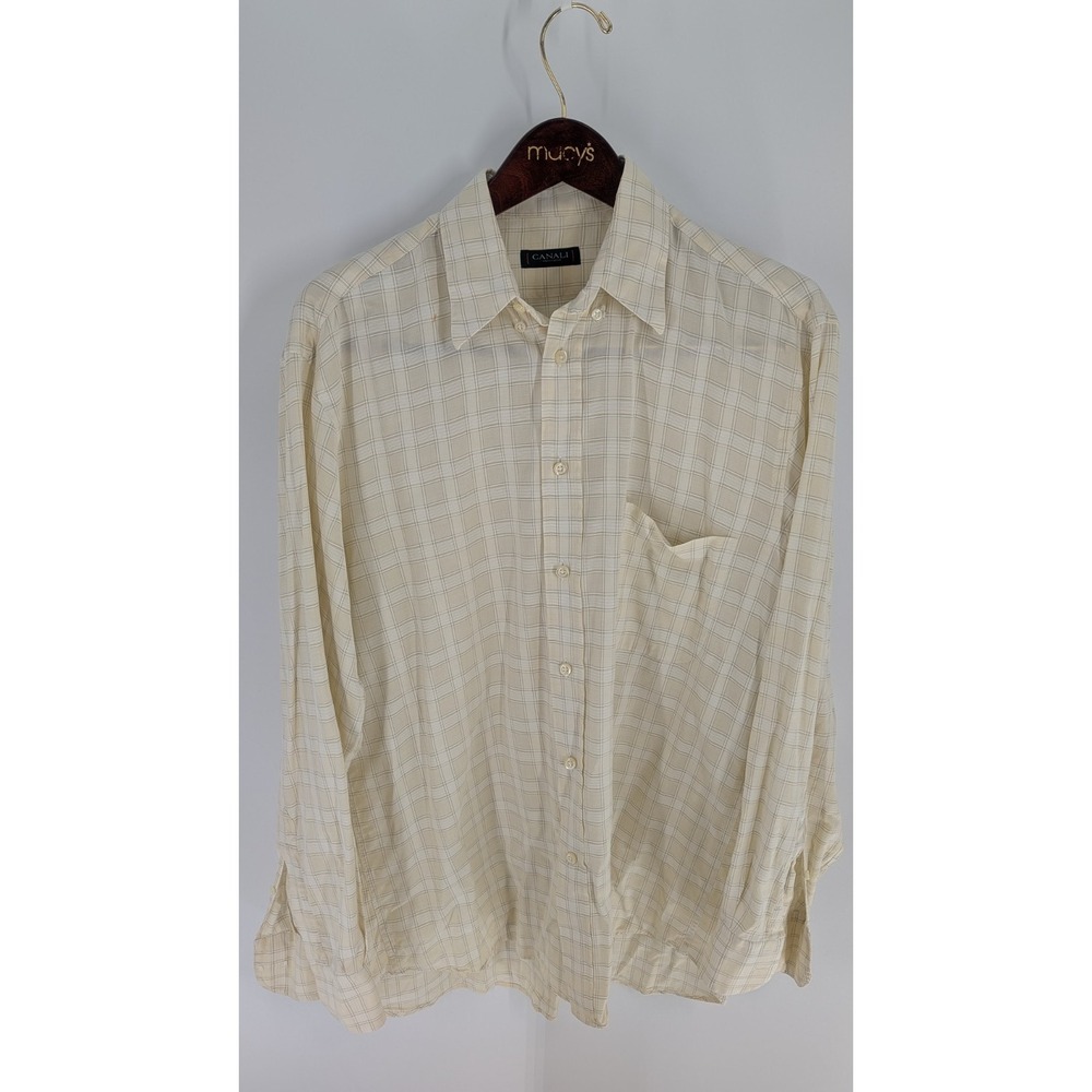 Canali Sportswear Western Classic Checks Button-Up Shirt Yellow Size M‎